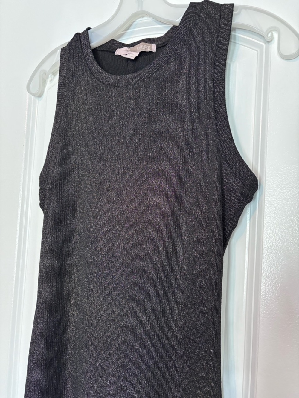 Forever 21 Sleeveless Black Metallic Sheath Dress Size Small - Picture 3 of 11